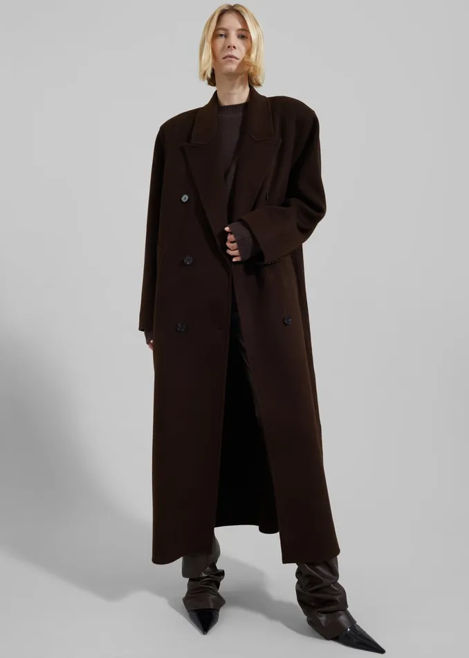 The Frankie Shop Outerwear Gaia Double Breasted Coat 8211 Brown 8211 Women