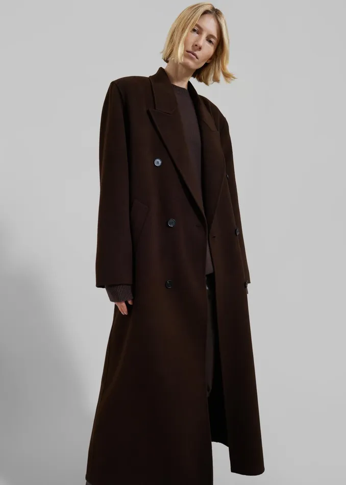 The Frankie Shop Outerwear Gaia Double Breasted Coat 8211 Brown 8211 Women