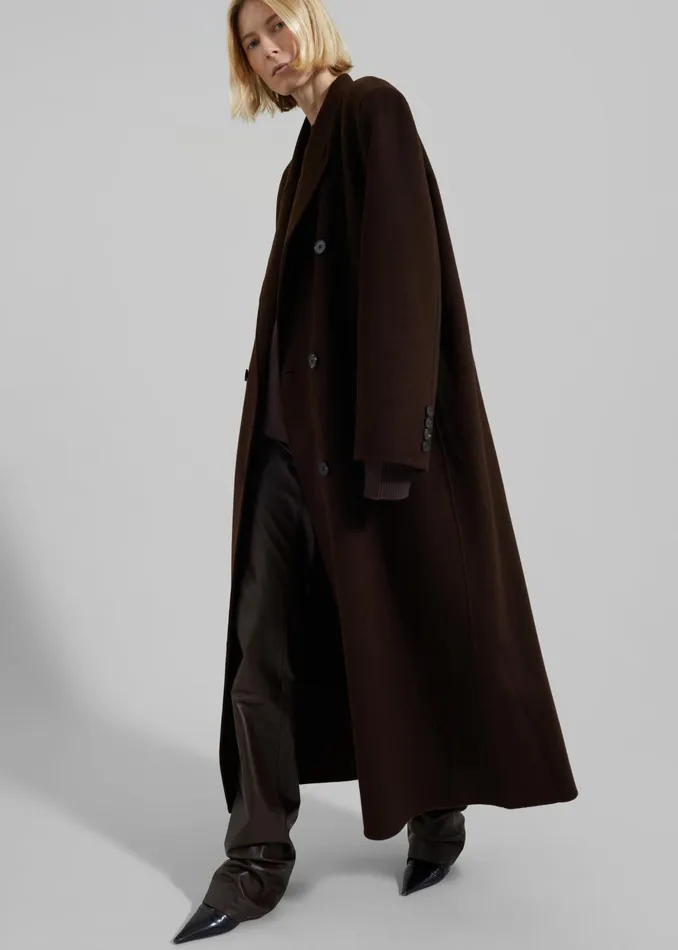 The Frankie Shop Outerwear Gaia Double Breasted Coat 8211 Brown 8211 Women