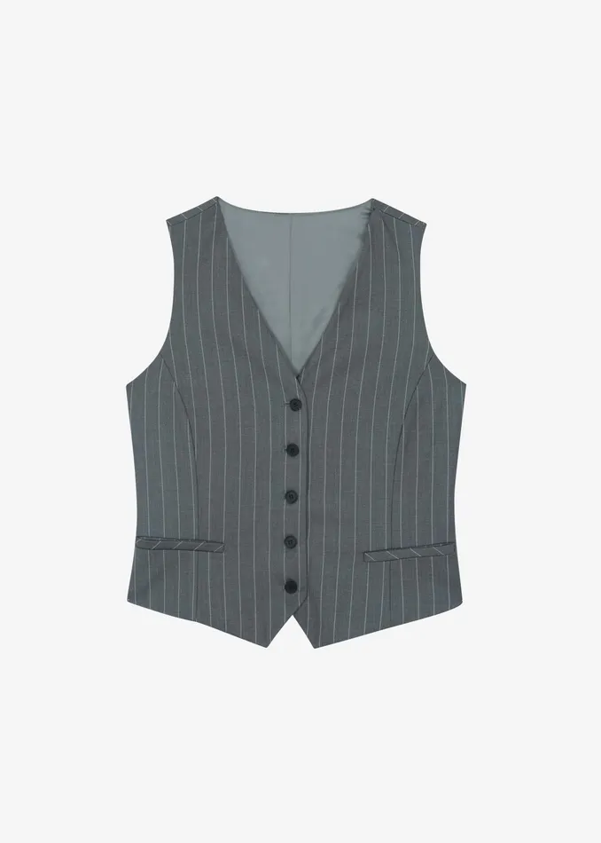 The Frankie Shop Outerwear Holland Suit Vest 8211 CharcoalWhite Pinstripe 8211 Women