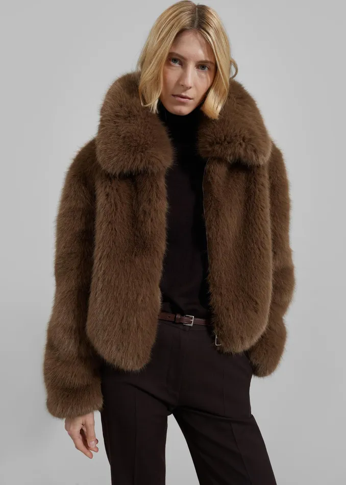 The Frankie Shop Outerwear Hope Faux Fur Jacket 8211 Camel 8211 Women