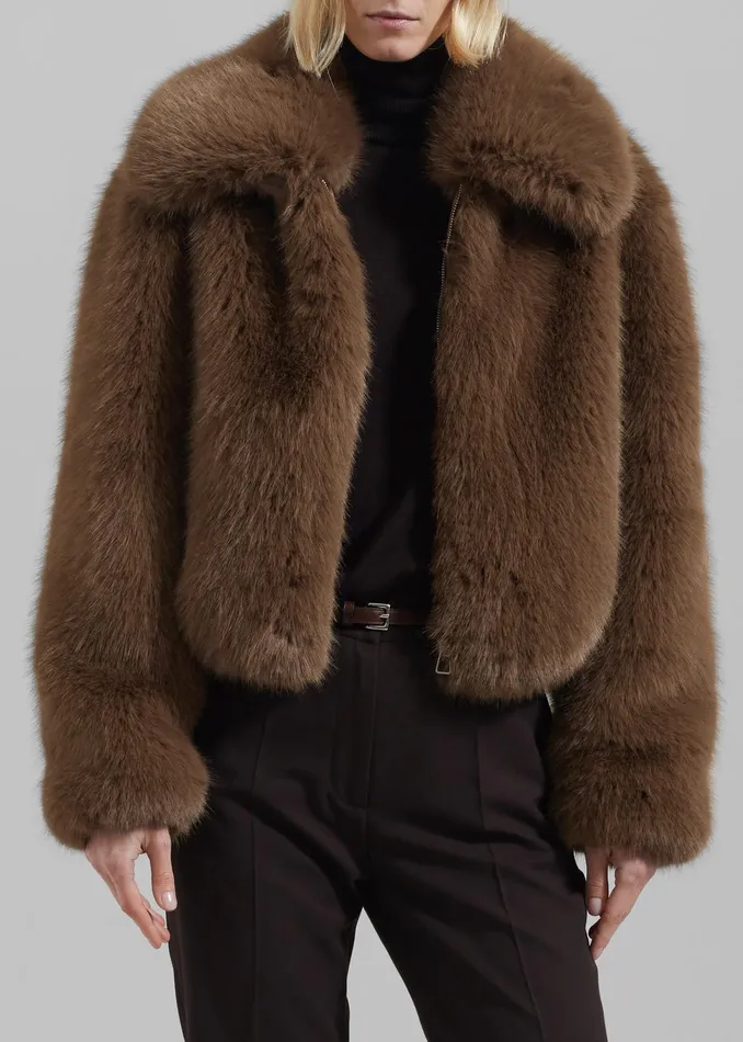 The Frankie Shop Outerwear Hope Faux Fur Jacket 8211 Camel 8211 Women