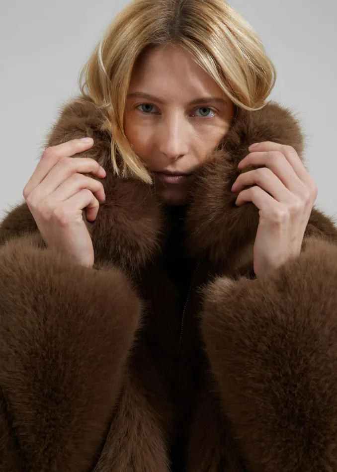 The Frankie Shop Outerwear Hope Faux Fur Jacket 8211 Camel 8211 Women