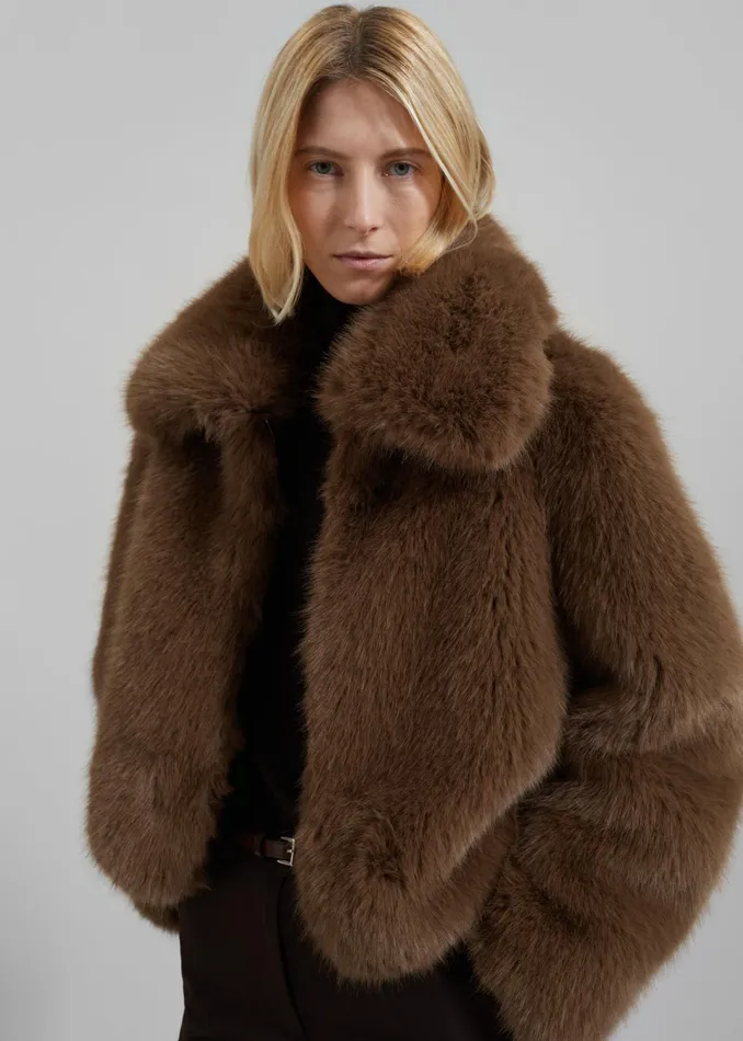The Frankie Shop Outerwear Hope Faux Fur Jacket 8211 Camel 8211 Women