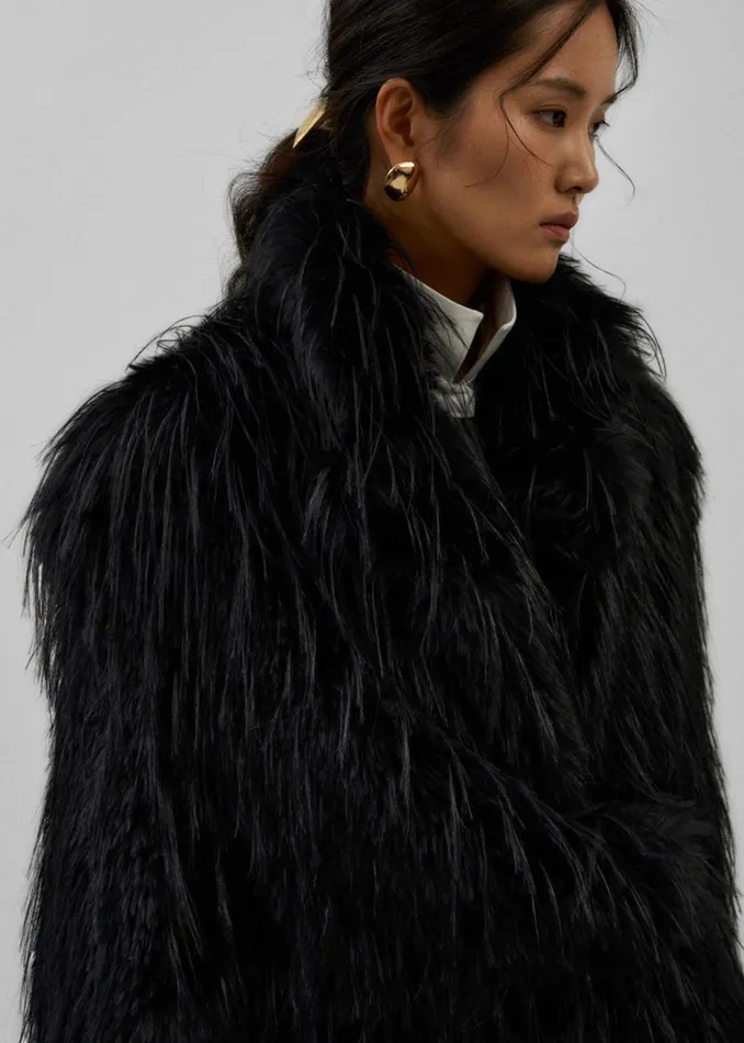 The Frankie Shop Outerwear Hythe Faux Fur Coat 8211 Black 8211 Women