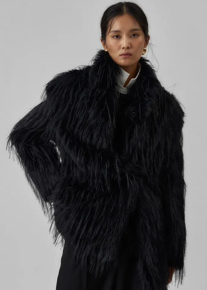 The Frankie Shop Outerwear Hythe Faux Fur Coat 8211 Black 8211 Women