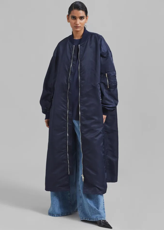The Frankie Shop Outerwear Isaac Oversized Bomber Coat 8211 Navy 8211 Women