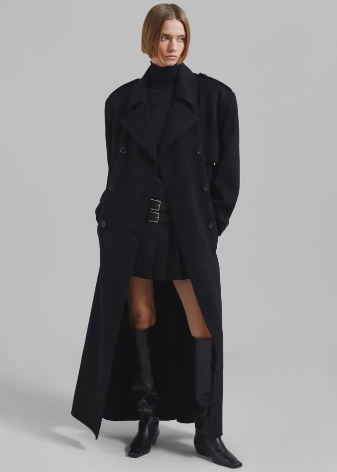 The Frankie Shop Outerwear Nikola Padded Trench Coat 8211 Black 8211 Women