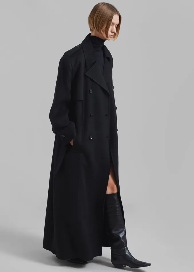 The Frankie Shop Outerwear Nikola Padded Trench Coat 8211 Black 8211 Women