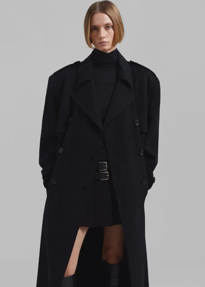 The Frankie Shop Outerwear Nikola Padded Trench Coat 8211 Black 8211 Women