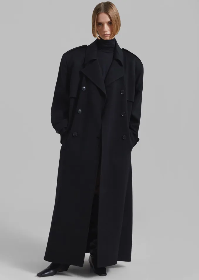 The Frankie Shop Outerwear Nikola Padded Trench Coat 8211 Black 8211 Women