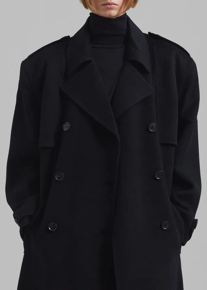 The Frankie Shop Outerwear Nikola Padded Trench Coat 8211 Black 8211 Women