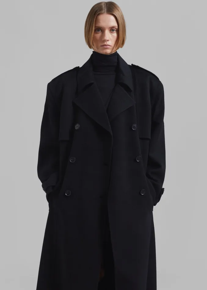 The Frankie Shop Outerwear Nikola Padded Trench Coat 8211 Black 8211 Women