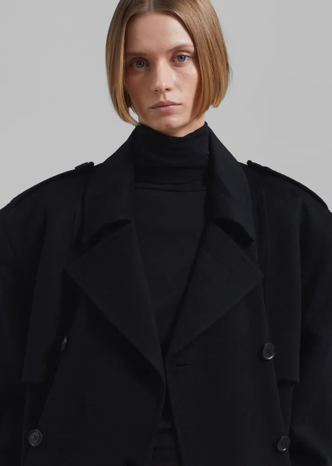 The Frankie Shop Outerwear Nikola Padded Trench Coat 8211 Black 8211 Women