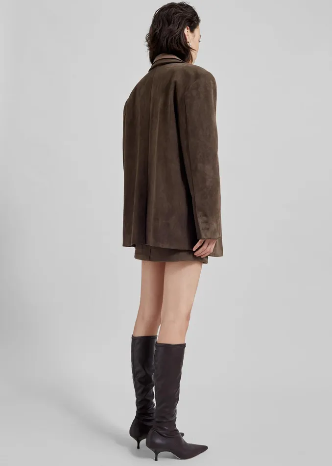 The Frankie Shop Outerwear Peoria Faux Suede Blazer 8211 Brown 8211 Women