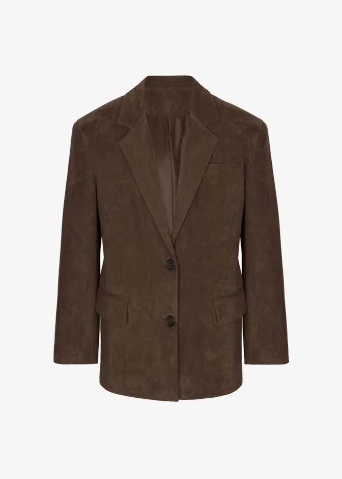 The Frankie Shop Outerwear Peoria Faux Suede Blazer 8211 Brown 8211 Women