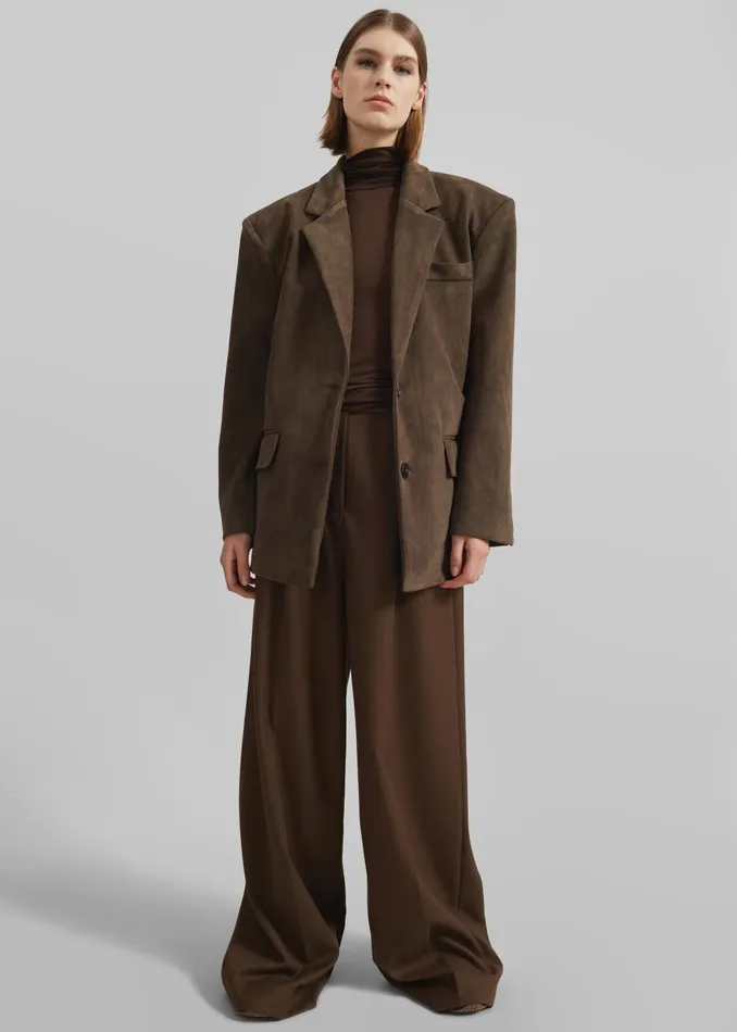 The Frankie Shop Outerwear Peoria Faux Suede Blazer 8211 Brown 8211 Women