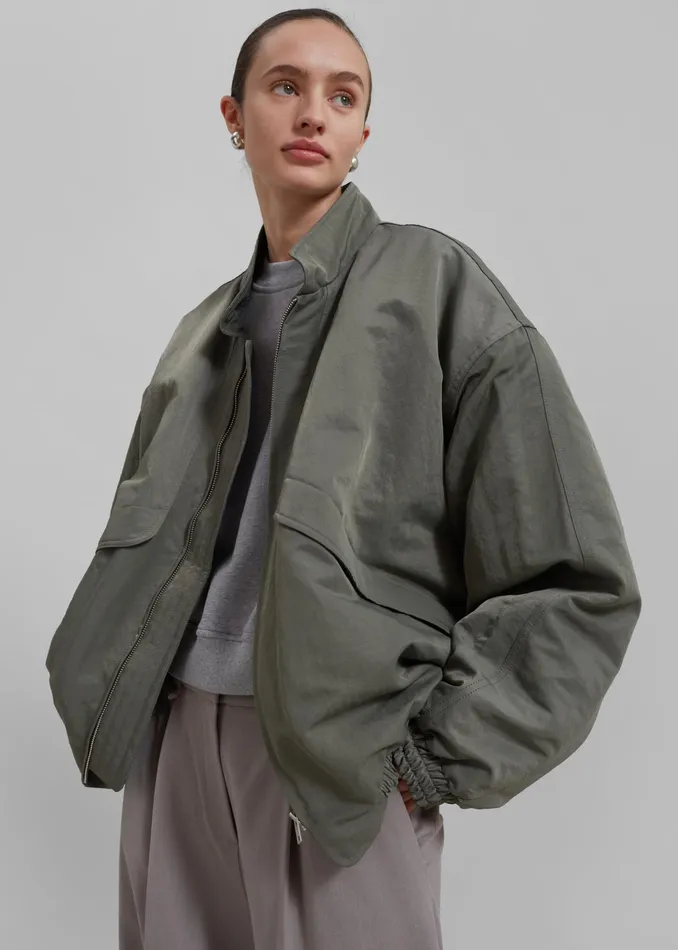 The Frankie Shop Outerwear Seth Oversized Jacket 8211 Khaki 8211 WomenMen