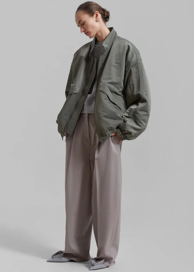 The Frankie Shop Outerwear Seth Oversized Jacket 8211 Khaki 8211 WomenMen