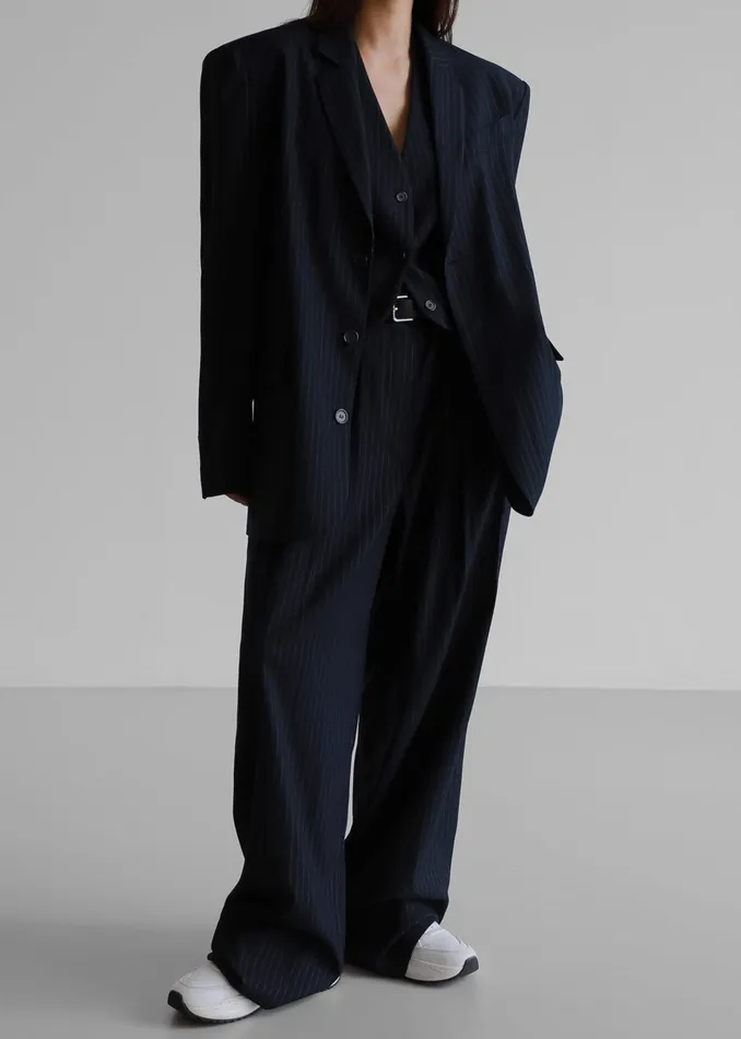 The Frankie Shop Outerwear Tansy Tailored Vest 8211 Navy Pinstripe 8211 Women