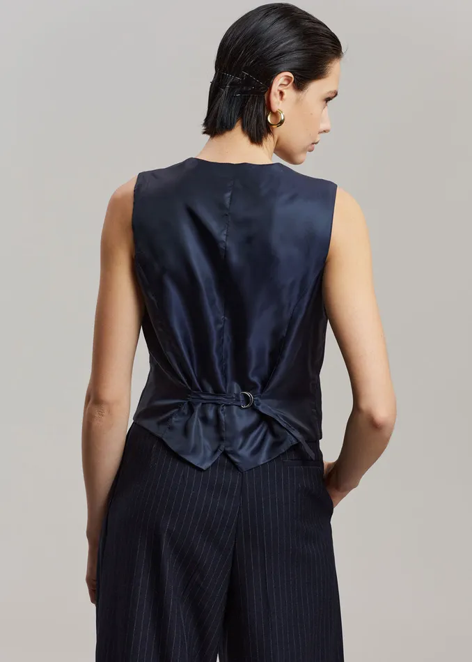 The Frankie Shop Outerwear Tansy Tailored Vest 8211 Navy Pinstripe 8211 Women