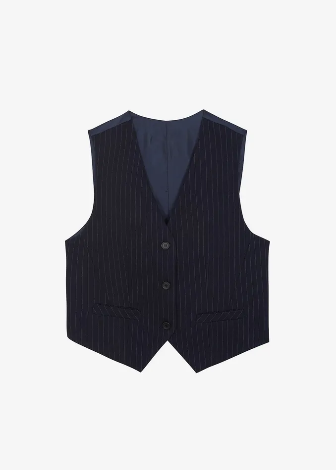 The Frankie Shop Outerwear Tansy Tailored Vest 8211 Navy Pinstripe 8211 Women