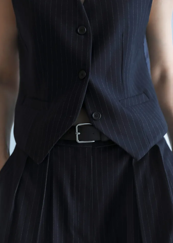 The Frankie Shop Outerwear Tansy Tailored Vest 8211 Navy Pinstripe 8211 Women