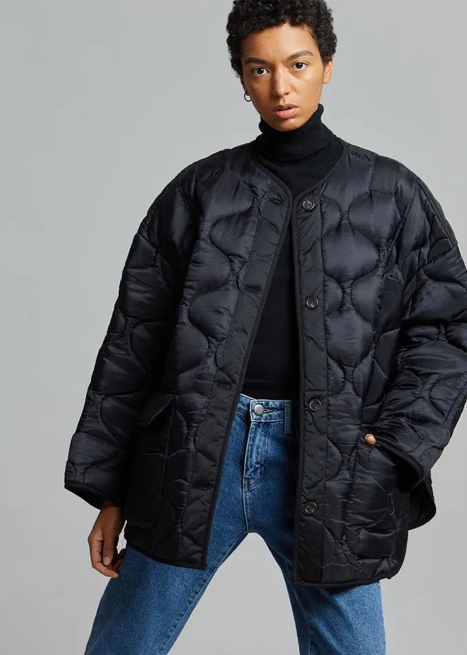 The Frankie Shop Outerwear Teddy Quilted Jacket 8211 Black 8211 Women