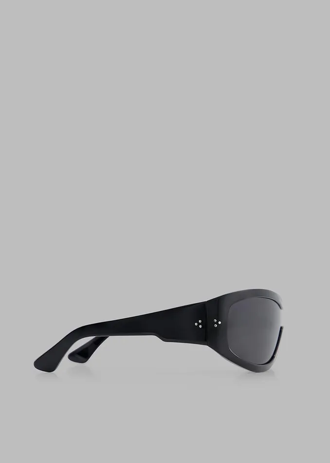The Frankie Shop Port Tanger Nunny Sunglasses 8211 Black AcetateBlack Lens 8211 MenWomen