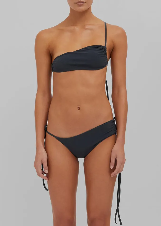 The Frankie Shop Swimwear Christopher Esber Atmos Drawstring Bikini Top 8211 Charcoal 8211 Women