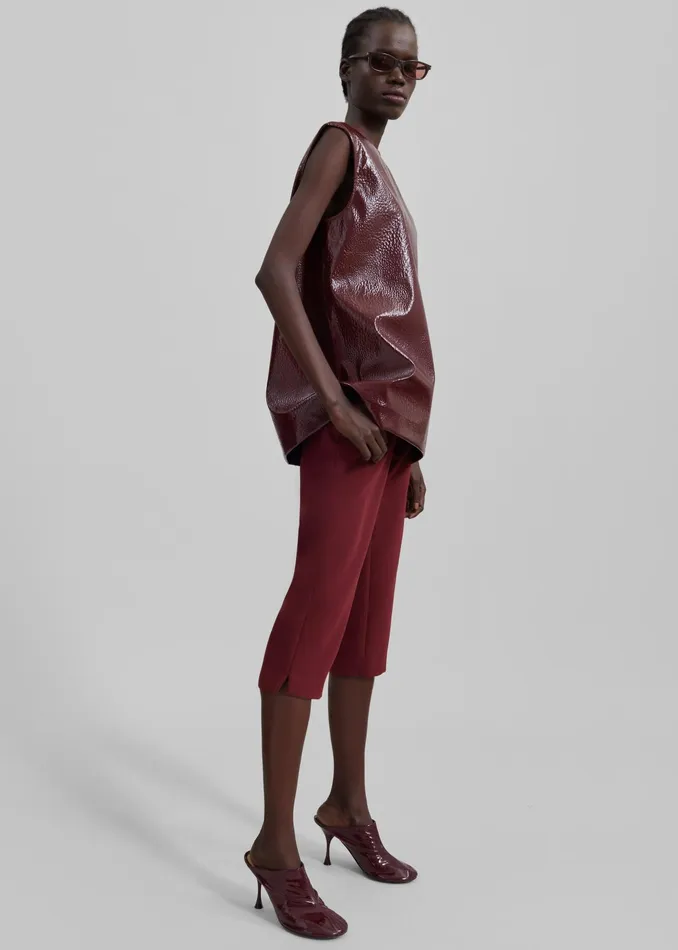 The Frankie Shop Tops Amaris Crackled Faux Leather Tank Top 8211 Burgundy 8211 Women