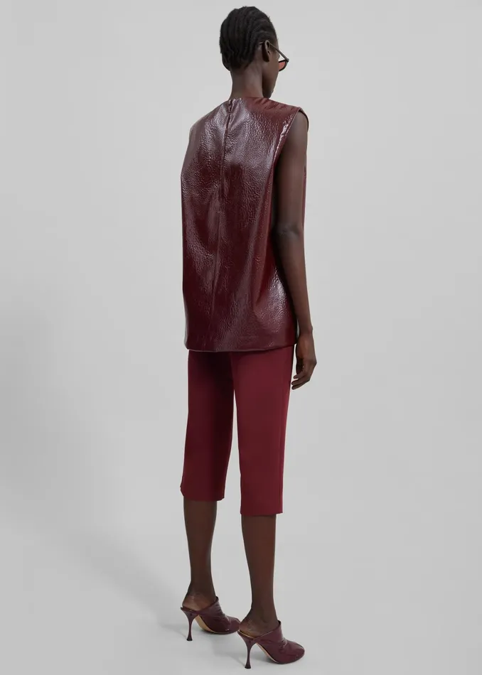 The Frankie Shop Tops Amaris Crackled Faux Leather Tank Top 8211 Burgundy 8211 Women