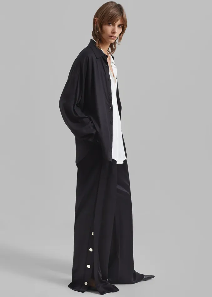 The Frankie Shop Tops Ann Double Layer Shirt 8211 BlackWhite 8211 Women