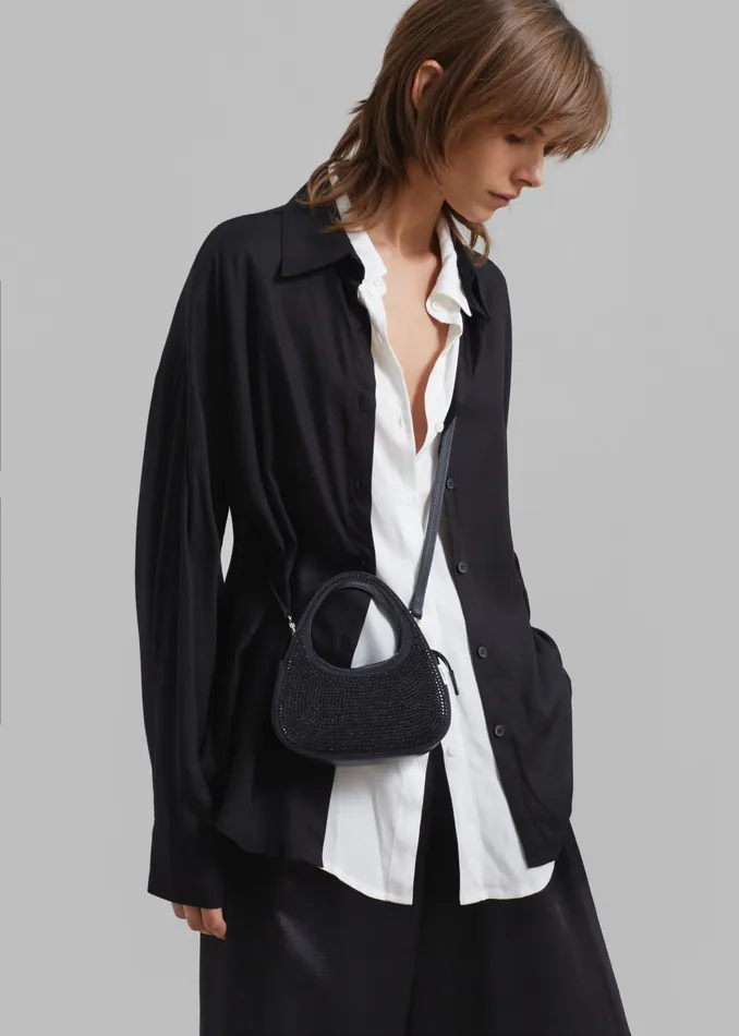 The Frankie Shop Tops Ann Double Layer Shirt 8211 BlackWhite 8211 Women