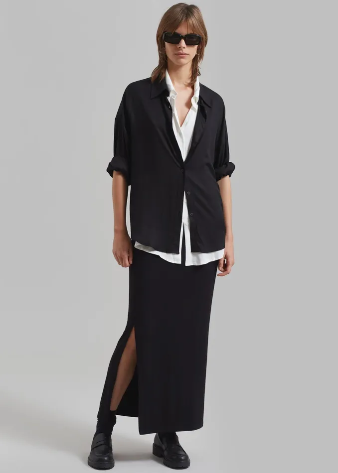 The Frankie Shop Tops Ann Double Layer Shirt 8211 BlackWhite 8211 Women