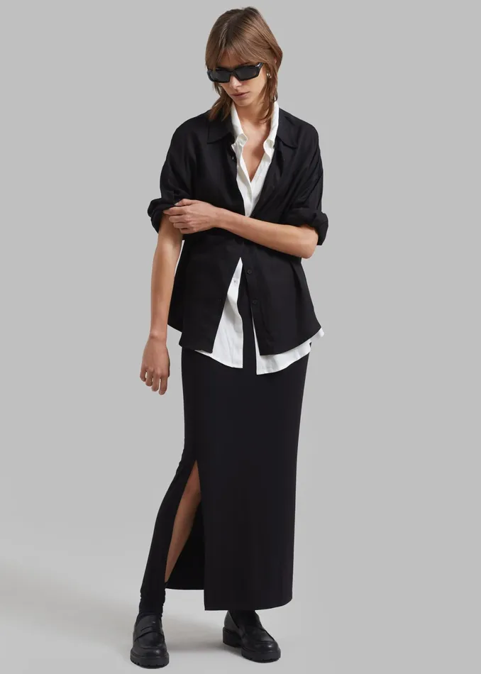 The Frankie Shop Tops Ann Double Layer Shirt 8211 BlackWhite 8211 Women