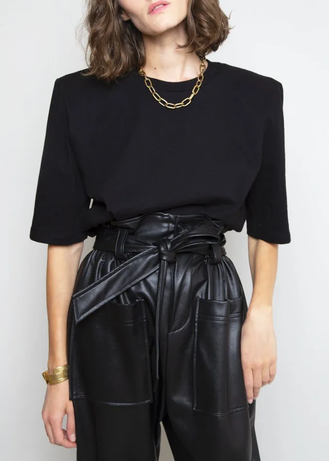 The Frankie Shop Tops Carrington Padded Shoulder Tee 8211 Black 8211 Women
