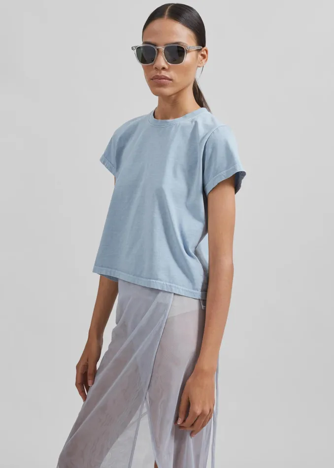 The Frankie Shop Tops Dollie Tee 8211 Dusty Blue 8211 Women