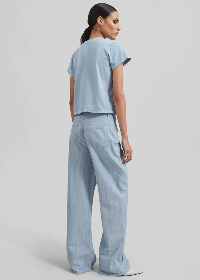 The Frankie Shop Tops Dollie Tee 8211 Dusty Blue 8211 Women