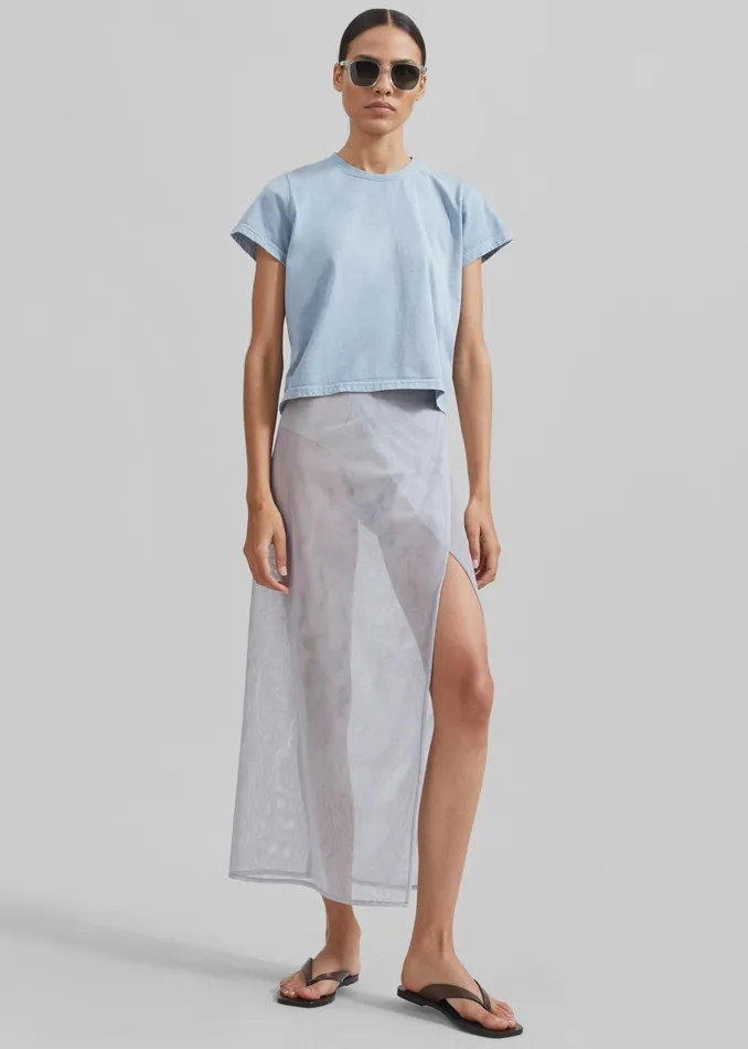 The Frankie Shop Tops Dollie Tee 8211 Dusty Blue 8211 Women