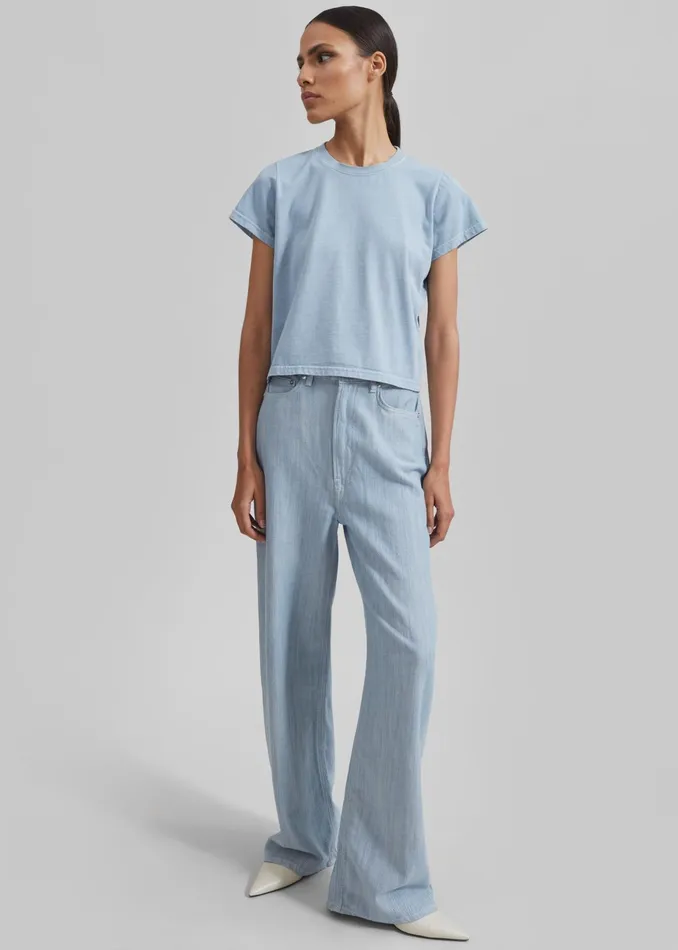The Frankie Shop Tops Dollie Tee 8211 Dusty Blue 8211 Women