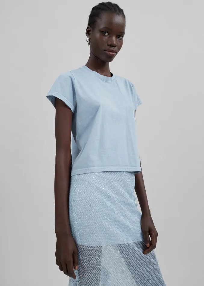 The Frankie Shop Tops Dollie Tee 8211 Dusty Blue 8211 Women