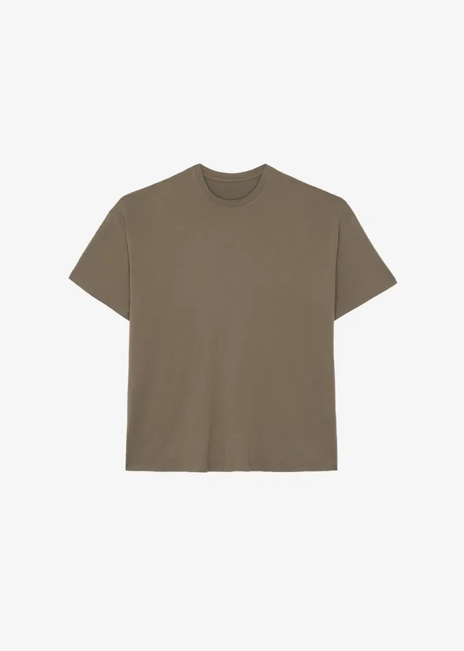 The Frankie Shop Tops Ella Boxy Tee 8211 Khaki Brown 8211 Women