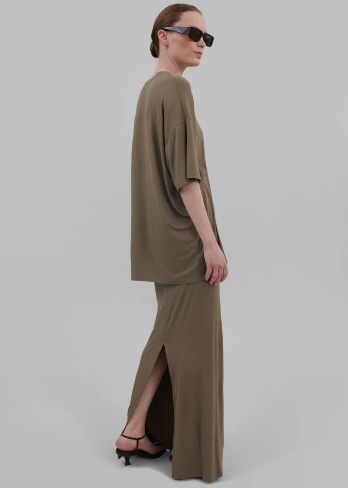 The Frankie Shop Tops Ella Boxy Tee 8211 Khaki Brown 8211 Women