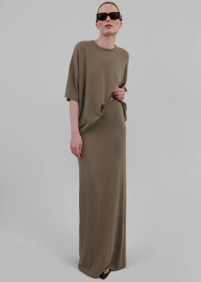 The Frankie Shop Tops Ella Boxy Tee 8211 Khaki Brown 8211 Women