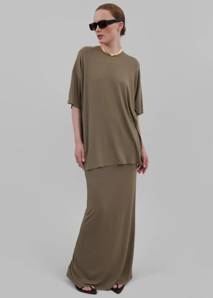 The Frankie Shop Tops Ella Boxy Tee 8211 Khaki Brown 8211 Women