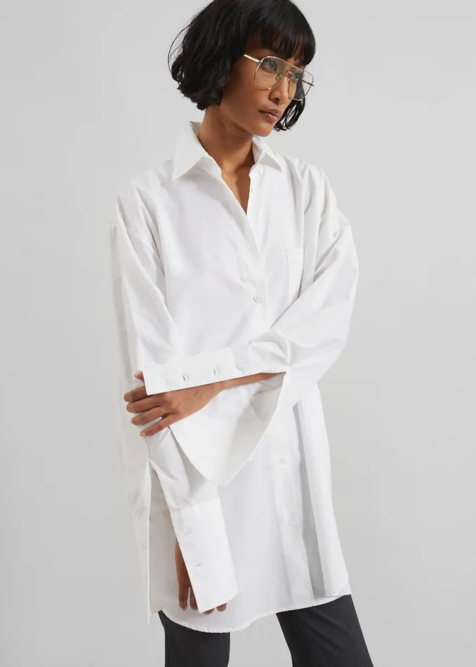 The Frankie Shop Tops Helen Organic Cotton Long Shirt 8211 White 8211 Women