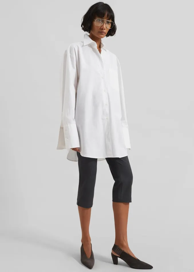 The Frankie Shop Tops Helen Organic Cotton Long Shirt 8211 White 8211 Women