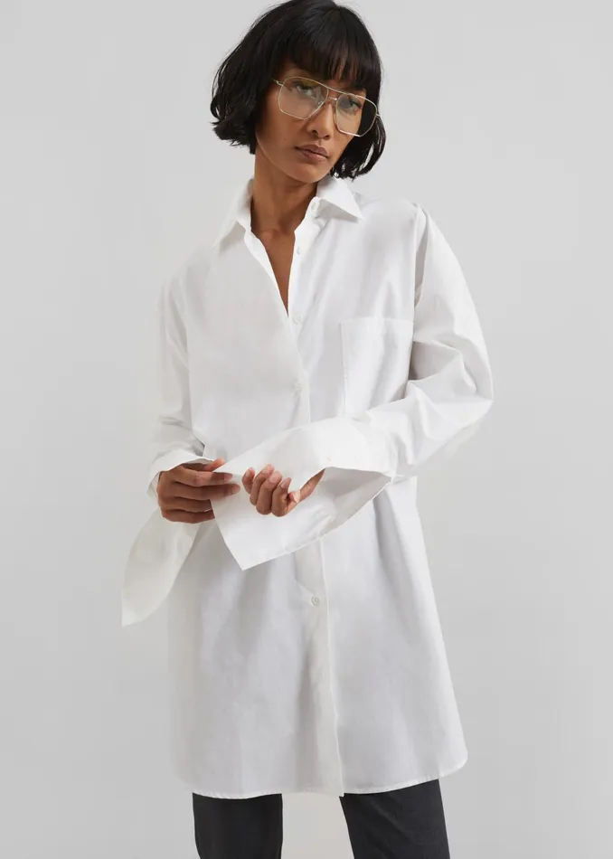 The Frankie Shop Tops Helen Organic Cotton Long Shirt 8211 White 8211 Women