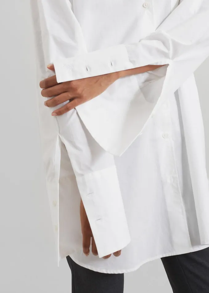 The Frankie Shop Tops Helen Organic Cotton Long Shirt 8211 White 8211 Women